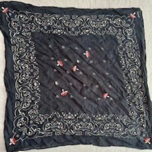 Madewell bandana classic navy blue cotton embroidered mushroom 🍄 so cute